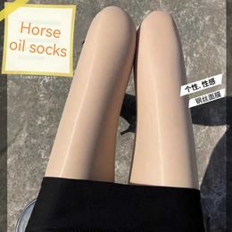 Sexy Socks Spring/Summer Horse Oil Socks Anti Hook Silk Naked Photography Legs Goddess Pantyhose Q240427