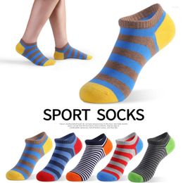 Men's Socks 5 Pairs Low Cut Men Women Solid Colour Stripe Breathable Cotton Sport Short Funny Ankle