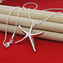 Pendants Wholesale 40-75cm Size 925 Sterling Silver Charms Necklace Star Starfish Jewellery Fashion Cute Chain Women Lady Wedding Party