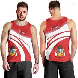 Men's Tank Tops Peru Flag Map 3D Printed Top For Men Clothes Fahsion Sport Peruvian Vest Gym Waistcoat Coat Of Arms Jersey