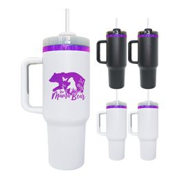 40oz purple underneath quencher tumbler black white powder coated vacuum insulated double walled for laser engraving best value gifts 20pcs/case ready to ship