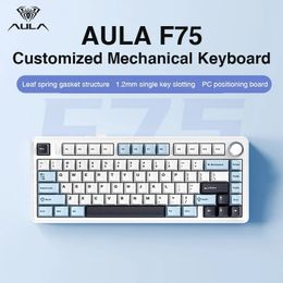 AULA F75 2.4G Wireless/Bluetooth/Wired Gaming Mechanical Keyboard RGB Customised 75% Layout OEM Profile Gasket Structure 240419