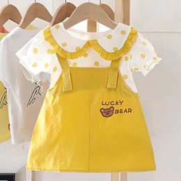 Kid Girl Dress Princess Costume Bear Cute Beach Dress Casual Baby Girl Clothes Fashion Summer Clothes Toddler Girl Outfit A1178 240423