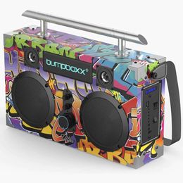 NYC Graffiti Bluetooth Boombox Ultra with Rechargeable Battery & Carrying Strap - Retro Style Speaker for Easy Portability & Wireless Music Streaming