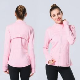 LU-088 Yoga Jacket Women's Sport Coat Fitness Jacket Sports Quick Dry Activewear Top Solid Zip Up Sweatshirt Sportwear Hot Sell