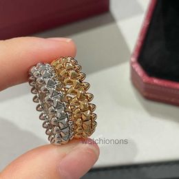 High-end Carteer Luxury Ring Classic Bullet Head Ring Thick Plated 18k Gold Extremely Dynamic Bead Narrow Version Willow Nail Index Finger Handpiece