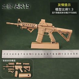 Gun Toys Miniature AR15 AK47 Rifle Sniper Model Alloy 1 3 Scale Gun Toy Assemble Disassemble Build Kit Collection Toy Christmas Gifts T240428