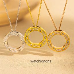 High Quality Luxury Necklace Cartter Big cake necklace female full sky star niche design light luxury round pendant stainless and personalized
