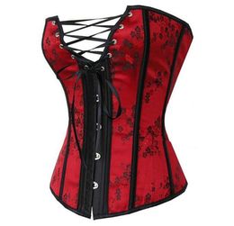 Sexy Red Waist Trainer Corsets and Bustiers Lace Up Corset Top For Wedding Dress Plus Size Lingerie Overbust Underwear7648852