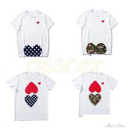 Mens T-Shirts High Quality White T Shirts Couples Fashion Camouflage Red Heart Tees Womens Round Neck Short Sleeve Tops Asian Size S-X Ote7F