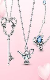 925 Sterling Silver Pumpkin Car Necklace Magic Lamp Necklace Key European Beads with Original Box Fit Charms Jewelry DIY Making4688894