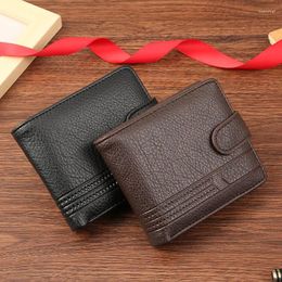 Wallets Men's Short Wallet PU Leather Zipper Buckle Purse Card Holder Coin