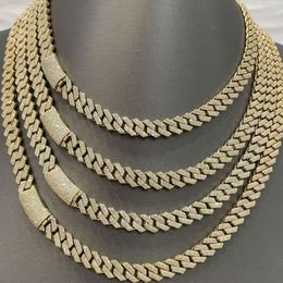 Customise Hip Hop S925 10mm Two Rows Moissanite Iced Out Cuban Chain Necklace