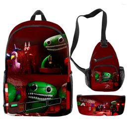 Backpack Trendy Novelty Funny Garten Of Banban 3D Print 3pcs/Set Pupil School Bags Travel Laptop Chest Bag Pencil Case