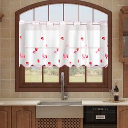 Curtain Print Embroidered Sheer Short For Kitchen Cafe Window Half Valance Tulle Door Drape