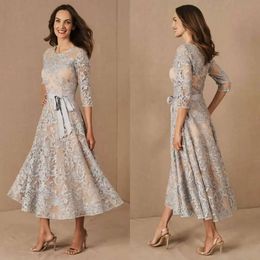 Bride Elegant Of Dresses The Jewel Neck A Line Lace Appliques Wedding Guest Dress 3/4 Long Sleeves Formal Mother Gowns Cg001 ppliques