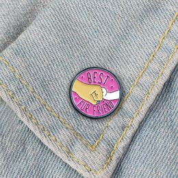 Brooches The Touch Of Love FUR FRIEND Round Enamel Brooch Alloy Badge Shirt Bag Cute Peace And Friendship Pin Jewellery Accessories