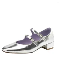 Dress Shoes Women Mary Janes Pumps Split Leather Block Heel Party Beige Silver Burgundy Round Toe Buckle Mid Heels 3.5cm