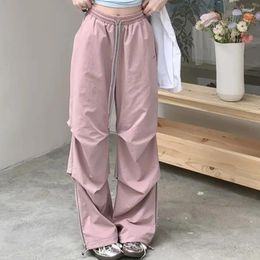 Women's Pants Pleated Pant Black Loose Casual For Women 2024 Summer High-waisted Wide-leg Floor-length Trousers Straight-leg