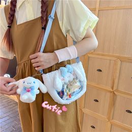 Kadınlar Yeni Sevimli Şeffaf PVC Kuromi Meile Yugui Peluş Bebek Bebek Crossbody Bag