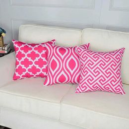 Cushion/Decorative Cotton Linen Pink Cushion Cover Geometric Cover 45x45 case for Sofa Living Room Nordic Decoration s for Home
