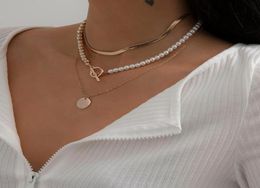 Vintage Imitation Pearl Beads Choker Necklace for Women Aesthetic Lariat Coin Pendant Chain Necklace Wedding Jewellery 20213911172