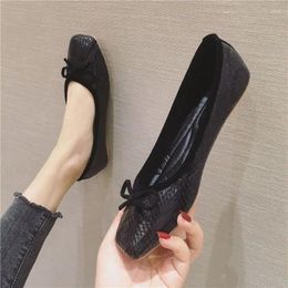 Casual Shoes SLTNX Elegant Professional Women's Snake Square Toe Plus Size Comfortable Soft Bottom Joker Classic High-end Flat