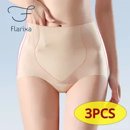 Women's Panties Flarixa 3 PCS Women Seamless With High Waist Briefs Breathable Ice Silk Underwear Comfort Female Underpants Summer Thin