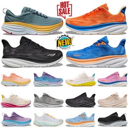 Free shipping running shoes for men women shoes sneakers Bondi 8 Clifton 9 Triple Black White Coastal Sky Vibrant Orange Pink outdoor sport trainers