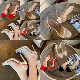 Aquazzura Stiletto Sandals Suede Leather Designer Dress Black Fashion Ankle Band PVC Transparent Women Open-Toe Casual High Heel Factory Shoes Original Quality