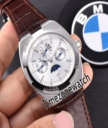 Overseas Ultra Thin Perpetual Calendar 4300V000RB064 Automatic Mens Watch Steel Case Silver Dial Moon Phase Leather Timezonewatc9558776