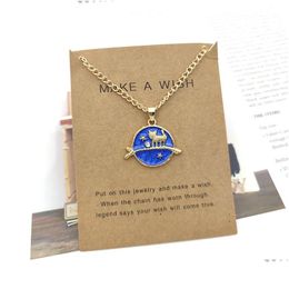 Pendant Necklaces Fashion Starry Sky Clavicle Chain Make A Wish Gift Card Dream Planet Star Necklace Jewellery Accessories In Bk Drop De Dhl3H