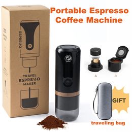 Portable Espresso Coffee Machine 2in 1 Fit Nespresso Capsule Powder Rechargeable Electric Maker For Car Travel 240423