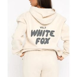 Womens hoodies sets Spring Fleeced Letters Printing Loose Hooded Two Piece Sweatpants Jogger Pants Set Sweatsuit Tracksuit 240428