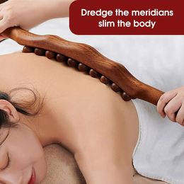 20 Beads Universal Back Massage Tendons Beech Wood Scraping Stick Point Treatment Guasha Relax Therapy Tool Abdominal Massager 240424