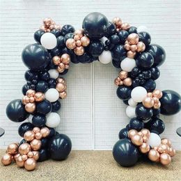 Party Decoration 129Pcs Rose Gold Balloon Black Latex Balloons Arch Garland Kit Birthday Kids Baby Shower Gender Reveal Supplies