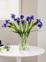 Vases Artificial Purple Flower-De-Luce Decorative Living Room Floristry Furnishings Combined TV Cabinet Flower Vase Fake