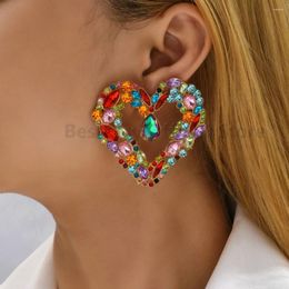Stud Earrings Sweet Romantic Heart For Women Full Rhinestone Luxury Designer Jewellery Euro American Exaggerated Ear Studs Pretty Gift