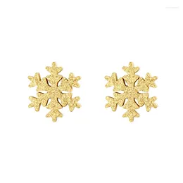 Stud Earrings Lovely Stainless Steel Frosted And Smooth Snowflake Earring For Women Romantic Nostalgia Gold Color Jewelry