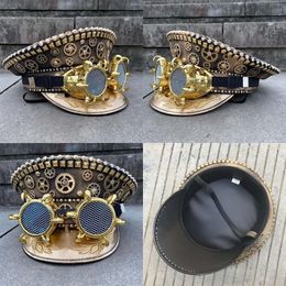 2022 Berets Steampunk Military Hat Germany Officer Army Punk Hats Cap Cosplay Halloween With Glasses265k s Original Quality