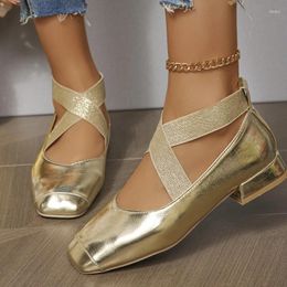 Dress Shoes Ballet Dance Women Sandals Sandalias De Mujer Verano 2024 Mid Heels Zapatos Pumps Cross Belt Loafers Elegant Slides