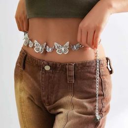 Waist Chain Belts Golden Butterfly Metal Waist Chain Women Sexy Tassel Body Waist Belt Adjustable Hook Decorative Waistband Girls Y2K Accessories