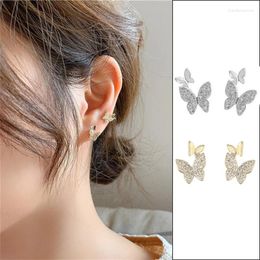 Stud Earrings Korea Cute Fairy Mini Butterfly Rhinestone Gentle Small Exquisite Aesthetic For Teens Female Jewelry