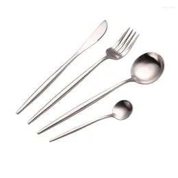 Dinnerware Sets Stainless Steel Cutlery For 4 Matte Finish - Elegant Dining Flatware With Heavy Dinner Spoons And Forks Gift