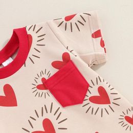 Clothing Sets Infant Toddler Baby Girl Outfits Heart Print Short Sleeve T-Shirt With Shorts Set Summer Clothes