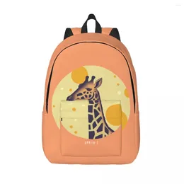 Backpack Giraffe Canvas Backpacks Simple Circle Minimalistic Soft Fun Picnic Bags