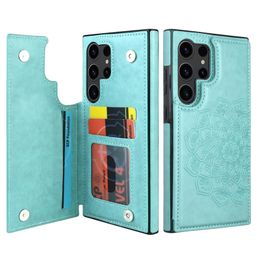 Wallet Case with Card Holder, Flower Double Magnetic Back Flip Case for Samsung Samsung Galaxy S24 Ultra S23 FE S22 A54 A53 A73 A33, Kickstand Protective Phone Conque