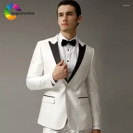 Men's Suits Men For Wedding White Peaked Lapel Evening Party Blazer Costume Slim Fit Formal Tailored Tuxedo Terno Traje Hombre 2Pieces