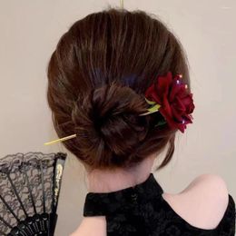 Hair Clips 2024 Rose Flower Hairpin Chinese Style Simple Sticks DIY Hairstyle Jewelry For Women Girls Trendy Dish Accessorie