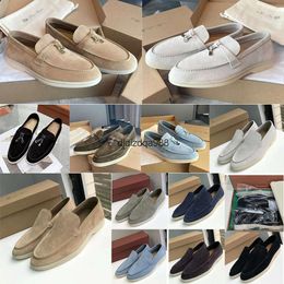 LP Men Dress shoes Charms Designer Couples shoe embellished suede Moccasins Genuine leather casual flats office work Women Luxury loafers factory footwear 35-45